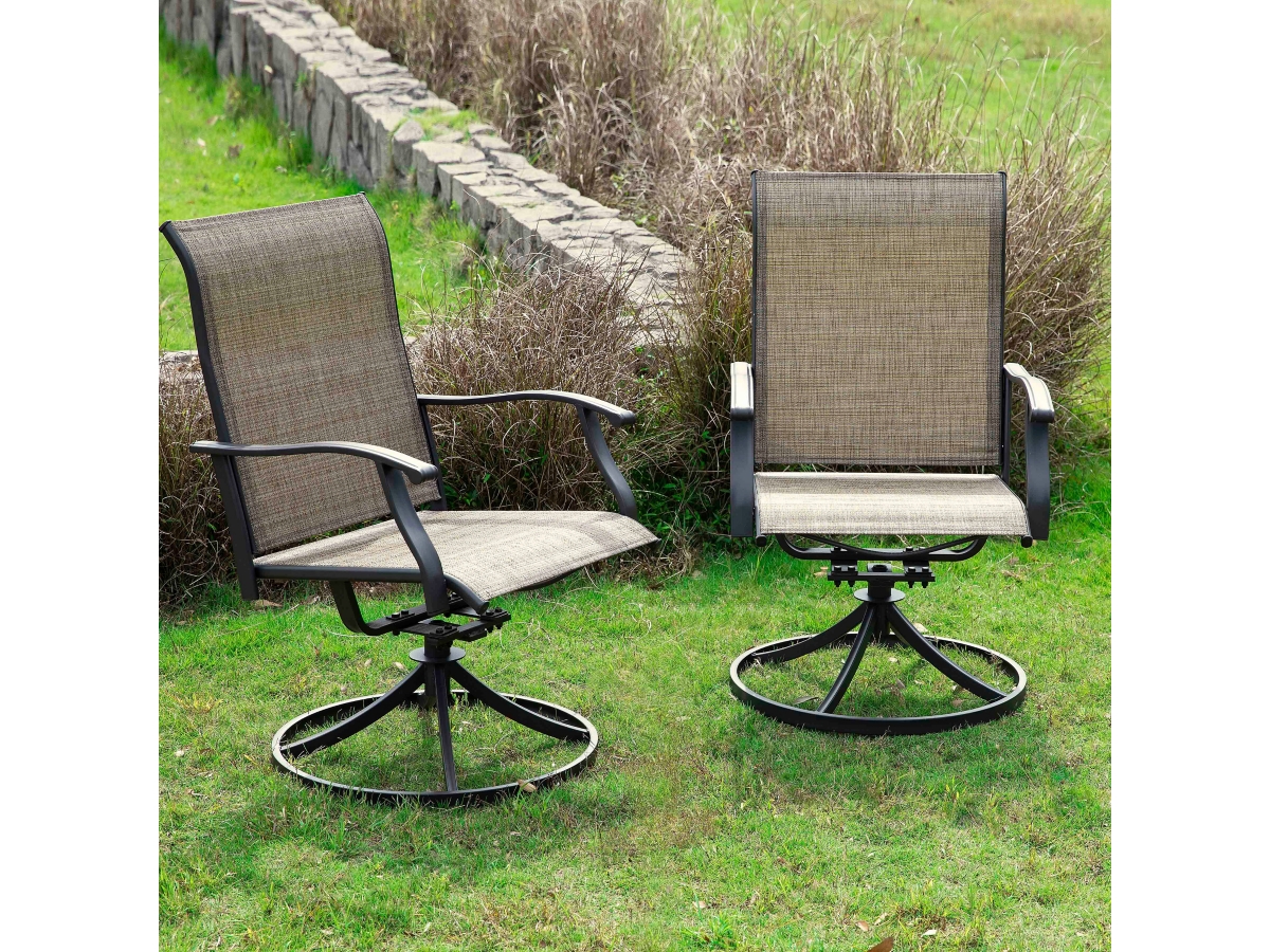 Olive Grove Set of 2- Garden 7 Position Recliner Dining Chairs in Tweed  Weatherp for sale online