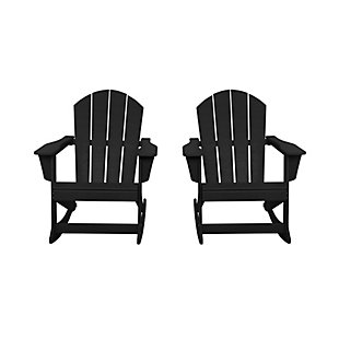 Venice Outdoor Adirondack Rocking Chairs (Set of 2), Black, large