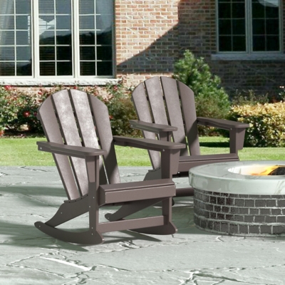 Venice Outdoor Adirondack Rocking Chairs (Set of 2), Dark Brown, large