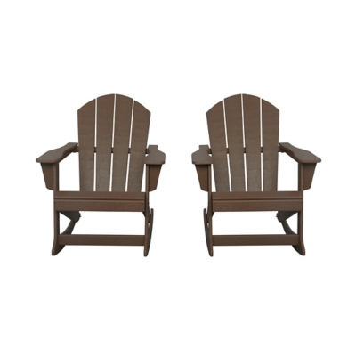 Venice Outdoor Adirondack Rocking Chairs (Set of 2), Dark Brown, large