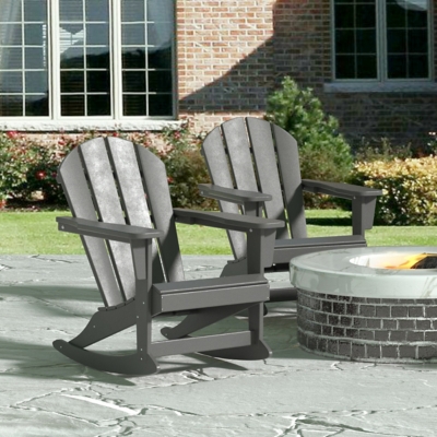 Venice Outdoor Adirondack Rocking Chairs (Set of 2), Gray