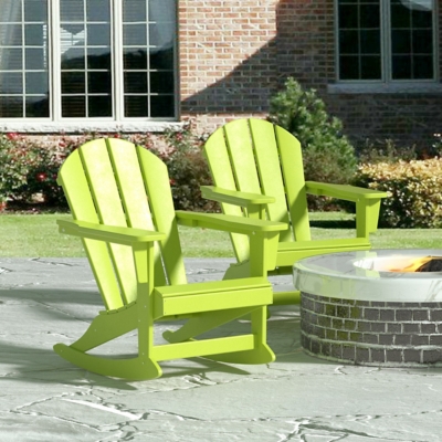 Venice Outdoor Adirondack Rocking Chairs (Set of 2), Lime, large