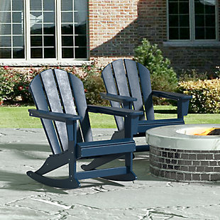 Venice Outdoor Adirondack Rocking Chairs (Set of 2), Navy Blue, rollover