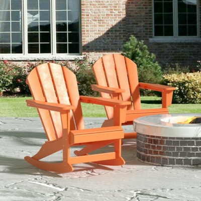 Venice Outdoor Adirondack Rocking Chairs (Set of 2), Orange, large