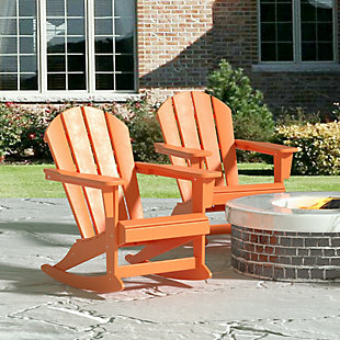 Venice Outdoor Adirondack Rocking Chairs (Set of 2), Orange, rollover