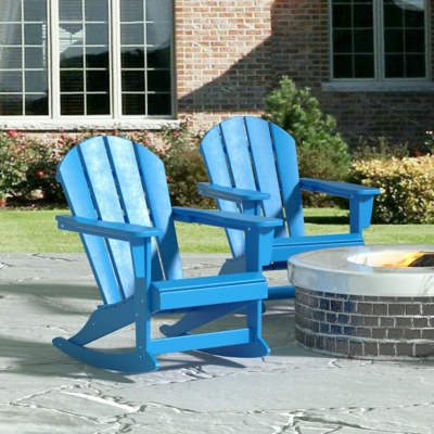 Venice Outdoor Adirondack Rocking Chairs (Set of 2), Pacific Blue