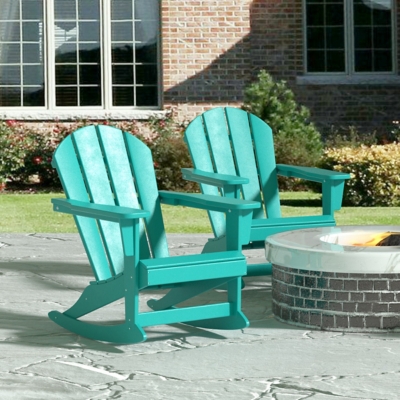 Venice Outdoor Adirondack Rocking Chairs (Set of 2), Turquoise