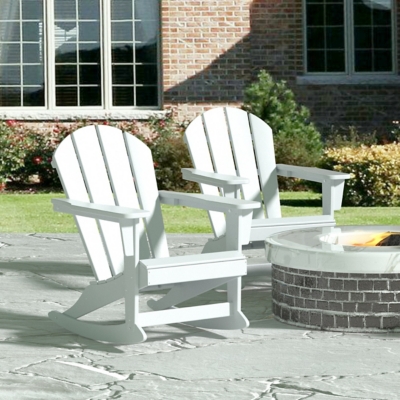 Venice Outdoor Adirondack Rocking Chairs (Set of 2), White, large