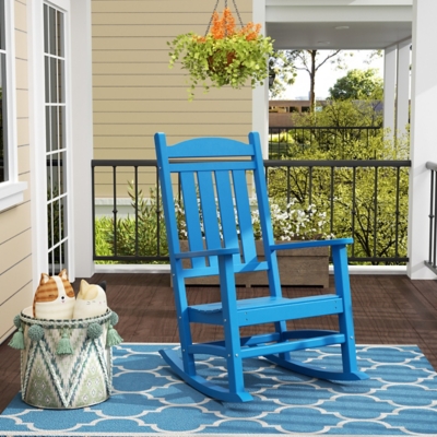 Landon Outdoor Traditional All Weather Rocking Chair, Pacific Blue, large