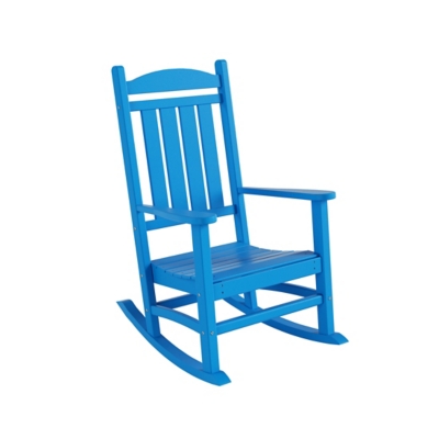 Landon Outdoor Traditional All Weather Roc Chair, Pacific Blue, grid