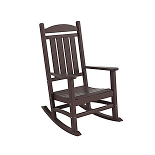 Landon Outdoor Traditional All Weather Rocking Chair, Dark Brown, large