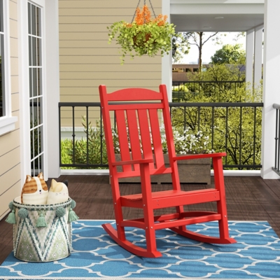Landon Outdoor Traditional All Weather Rocking Chair, Red, large