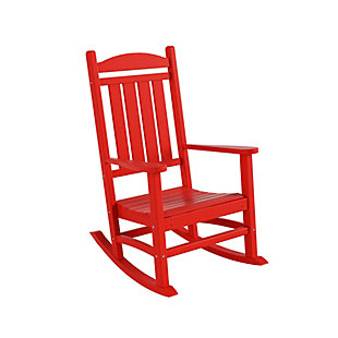 Landon Outdoor Traditional All Weather Rocking Chair, Red, large