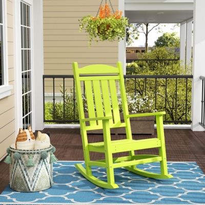 Landon Outdoor Traditional All Weather Rocking Chair, Lime, large