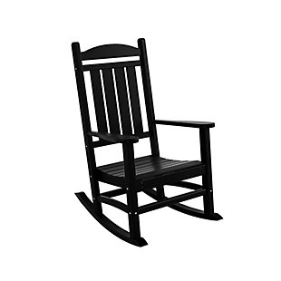 Landon Outdoor Traditional All Weather Rocking Chair, Black, large