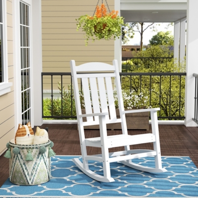 Landon Outdoor Traditional All Weather Rocking Chair, White, large