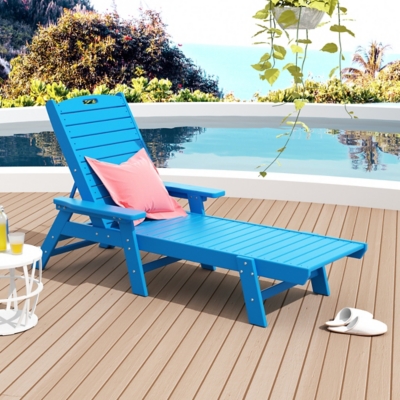 Destin Outdoor Chaise Lounge, Pacific Blue, large