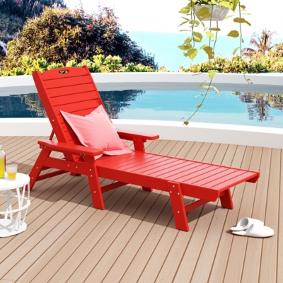 Destin Outdoor Chaise Lounge, Red, large