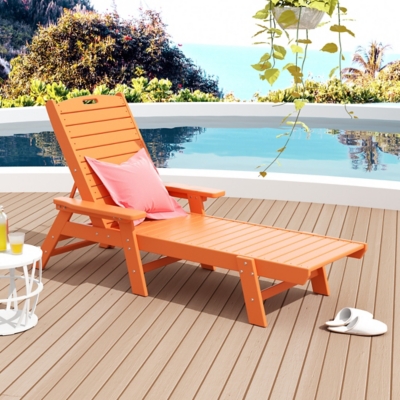 Destin Outdoor Chaise Lounge, Orange, rollover