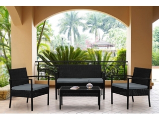 Manhattan Comfort Noli Outdoor Patio Conversation Set with Cushions (Set of 4)