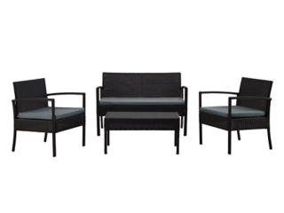 Manhattan Comfort Noli Outdoor Patio Conversation Set with Cushions (Set of 4)