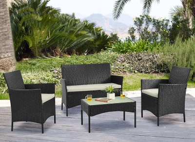 Manhattan Comfort Imperia Outdoor Patio Conversation Set with Cushions (Set of 4), , rollover
