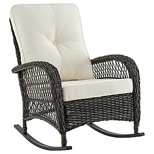 Fruttuo Outdoor Rocking Chair with Cushion, Gray/Cream, large