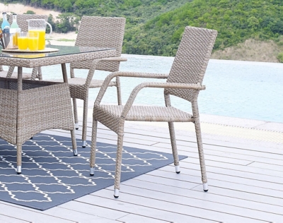 P600008390 Genoa Outdoor Dining Armchair, Tan sku P600008390