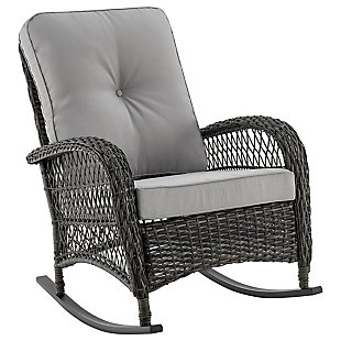 Fruttuo Outdoor Rocking Chair with Cushion, Gray, large