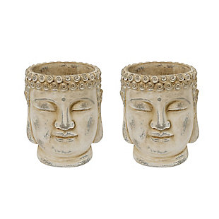 GIL 8.74-in H Cement Buddha Head Planters, Set of 2, , large