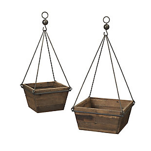 GIL S/2 Assorted Wood and Metal Planters, , large