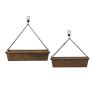 GIL S/2 Wood and Metal Planters, , large