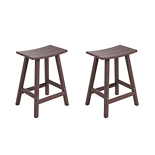 Otto 24" All-Weather Resistant Outdoor Patio Bar Stool (Set of 2), Dark Brown, large