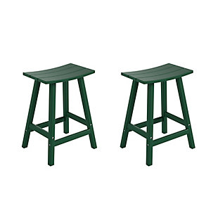 Otto 24" All-Weather Resistant Outdoor Patio Bar Stool (Set of 2), Dark Green, large