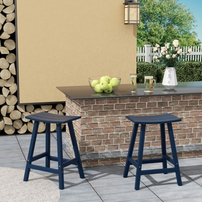 Otto 24" All-Weather Resistant Outdoor Patio Bar Stool (Set of 2), Navy Blue, large