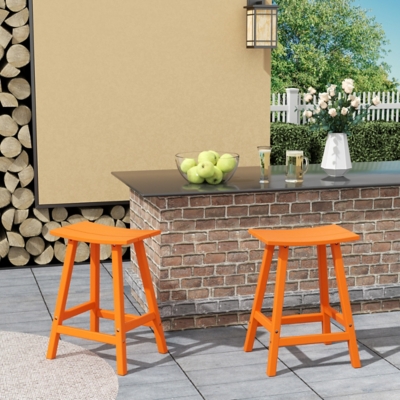 Otto 24" All-Weather Resistant Outdoor Patio Bar Stool (Set of 2), Orange, large