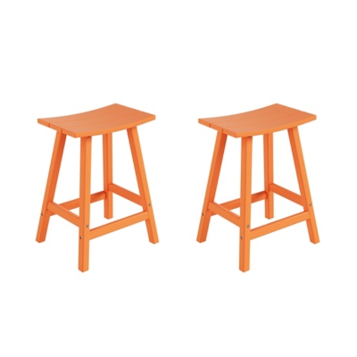Otto 24" All-Weather Resistant Outdoor Patio Bar Stool (Set of 2), Orange, large
