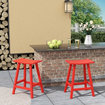 Otto 24" All-Weather Resistant Outdoor Patio Bar Stool (Set of 2), Red, large