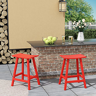 Otto 24" All-Weather Resistant Outdoor Patio Bar Stool (Set of 2), Red, rollover