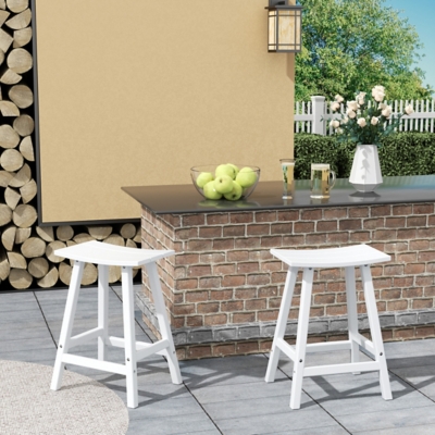 Otto 24" All-Weather Resistant Outdoor Patio Bar Stool (Set of 2), White, large