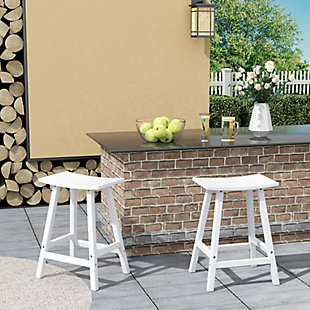 Otto 24" All-Weather Resistant Outdoor Patio Bar Stool (Set of 2), White, rollover