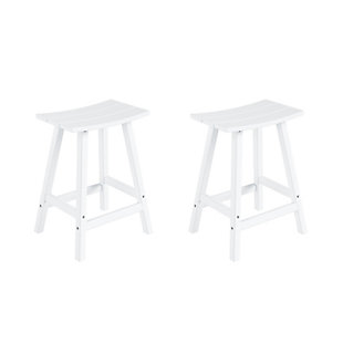 Otto 24" All-Weather Resistant Outdoor Patio Bar Stool (Set of 2), White, large