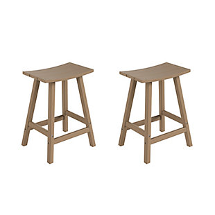 Otto 24" All-Weather Resistant Outdoor Patio Bar Stool (Set of 2), Weathered Wood, large