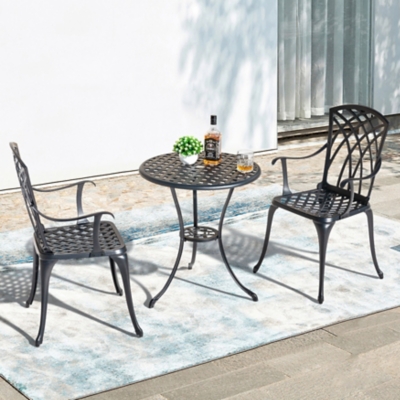 P600008817 Nuu Garden 3-Piece Outdoor Bistro Set, Black sku P600008817