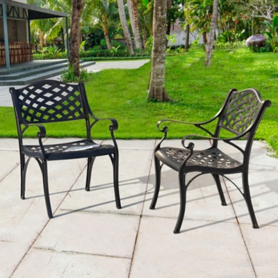 P600008818 Nuu Garden Patio Dining Chairs Set of 2, Black sku P600008818