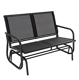 Nuu Garden Outdoor Glider Loveseat Chair, Black, large