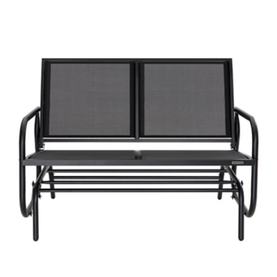 Nuu Garden Outdoor Glider Loveseat Chair, Black, large