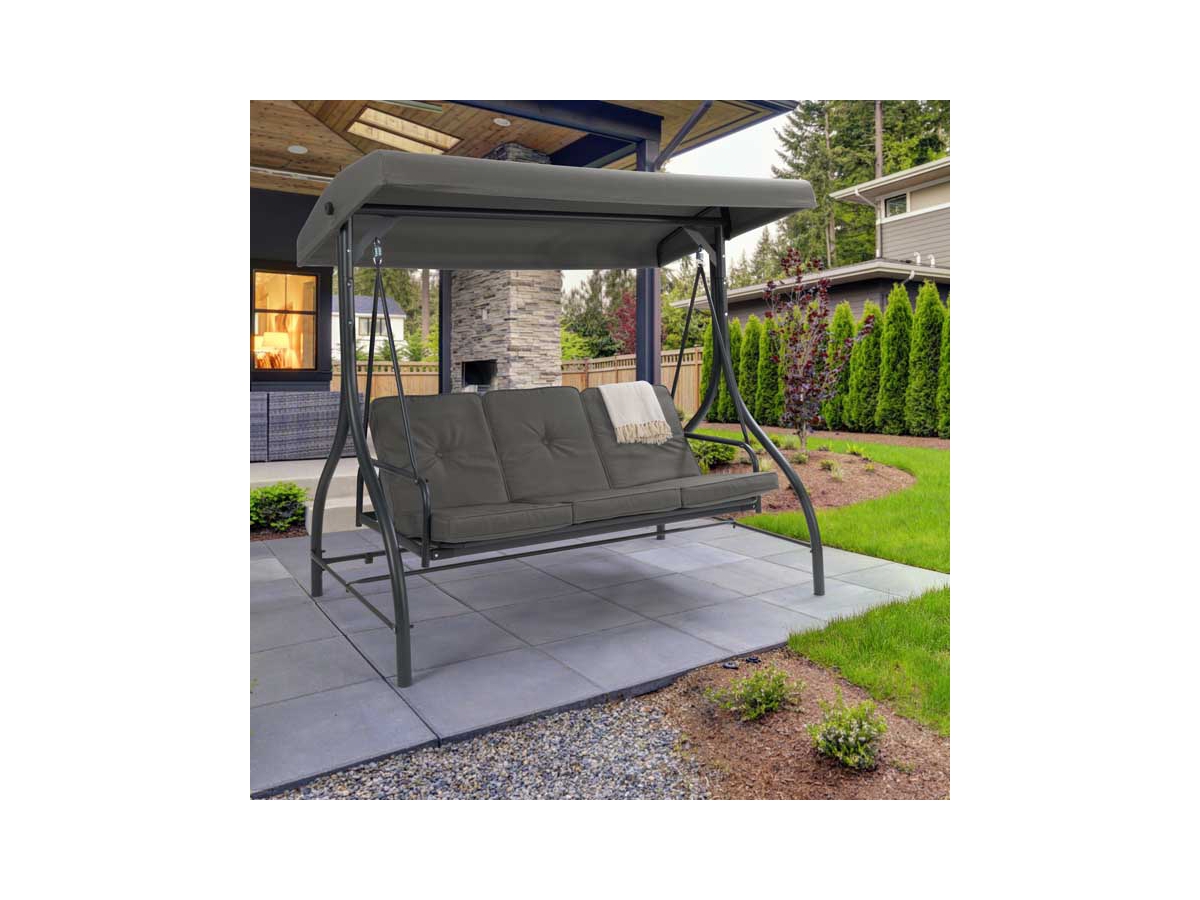 CorLiving Convertible Patio Swing with Canopy Ashley