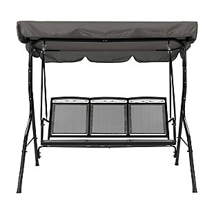 CorLiving 3-Seat Patio Swing with Canopy, Gray, large