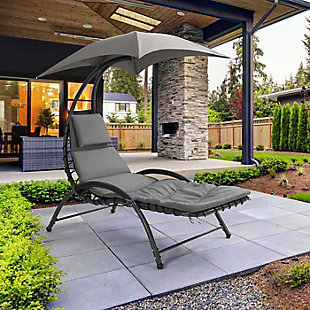 CorLiving Lounge Chair with Canopy, Gray, rollover